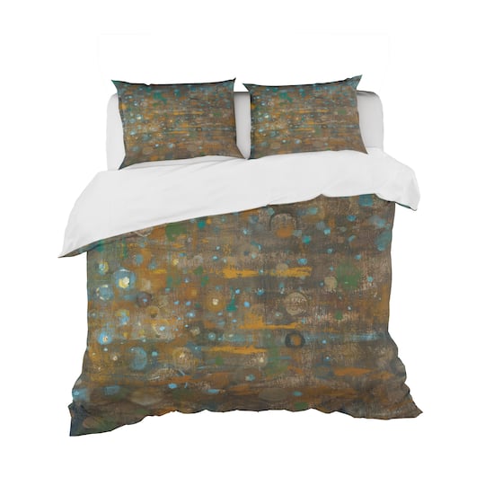 Designart 'Blue and Bronze Dots on Glass IV' Geometric Bedding Set - Duvet Cover & Shams